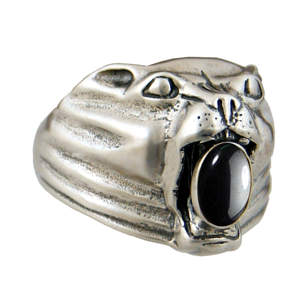 Sterling Silver Cougar Jaguar Panther Ring With Hematite Size 7